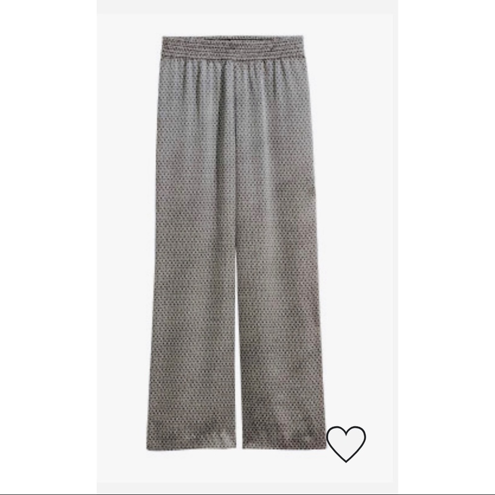 Wide-cut Satin pants /patterned